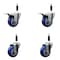 Service Caster 3.5'' Blue Poly Swivel 7/8'' Expanding Stem Caster Set 2 Total Lock Brakes, 4PK SCC-EXTTL20S3514-PPUB-BLUE-2-S-2-78 - alternate 1